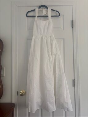 Classic White Halter Midi Dress